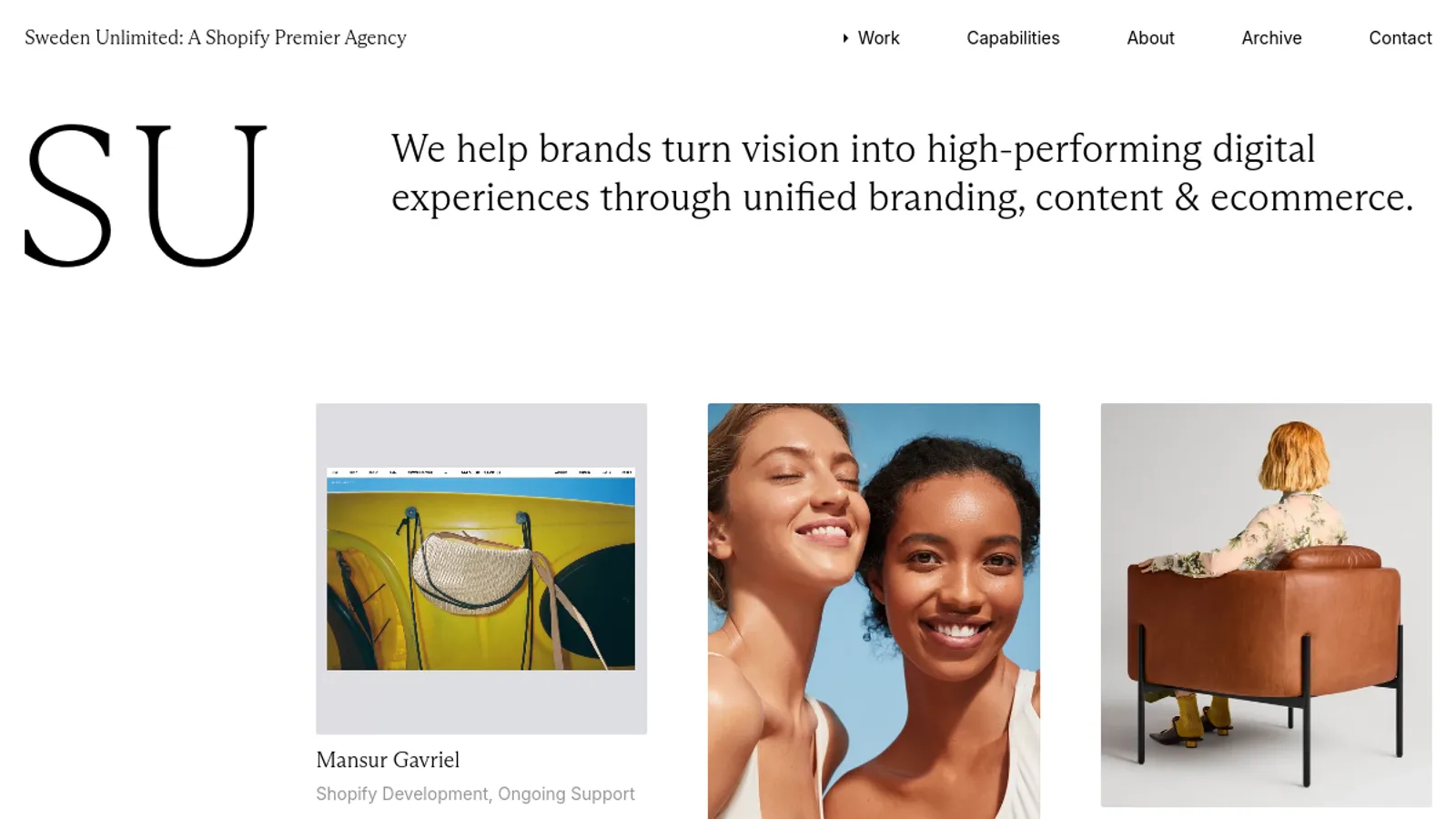 Screenshot of the Sweden Unlimited homepage