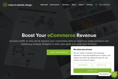 Screenshot of the Ireland Website Design homepage