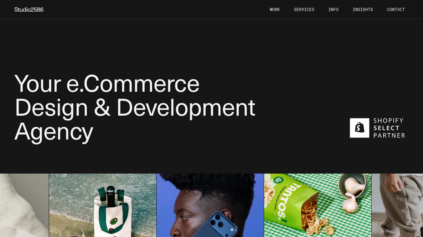 Screenshot of the Studio2586 homepage