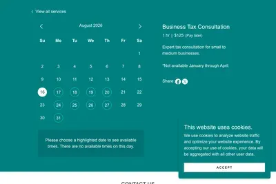 Homepage of The Tax Place's website
