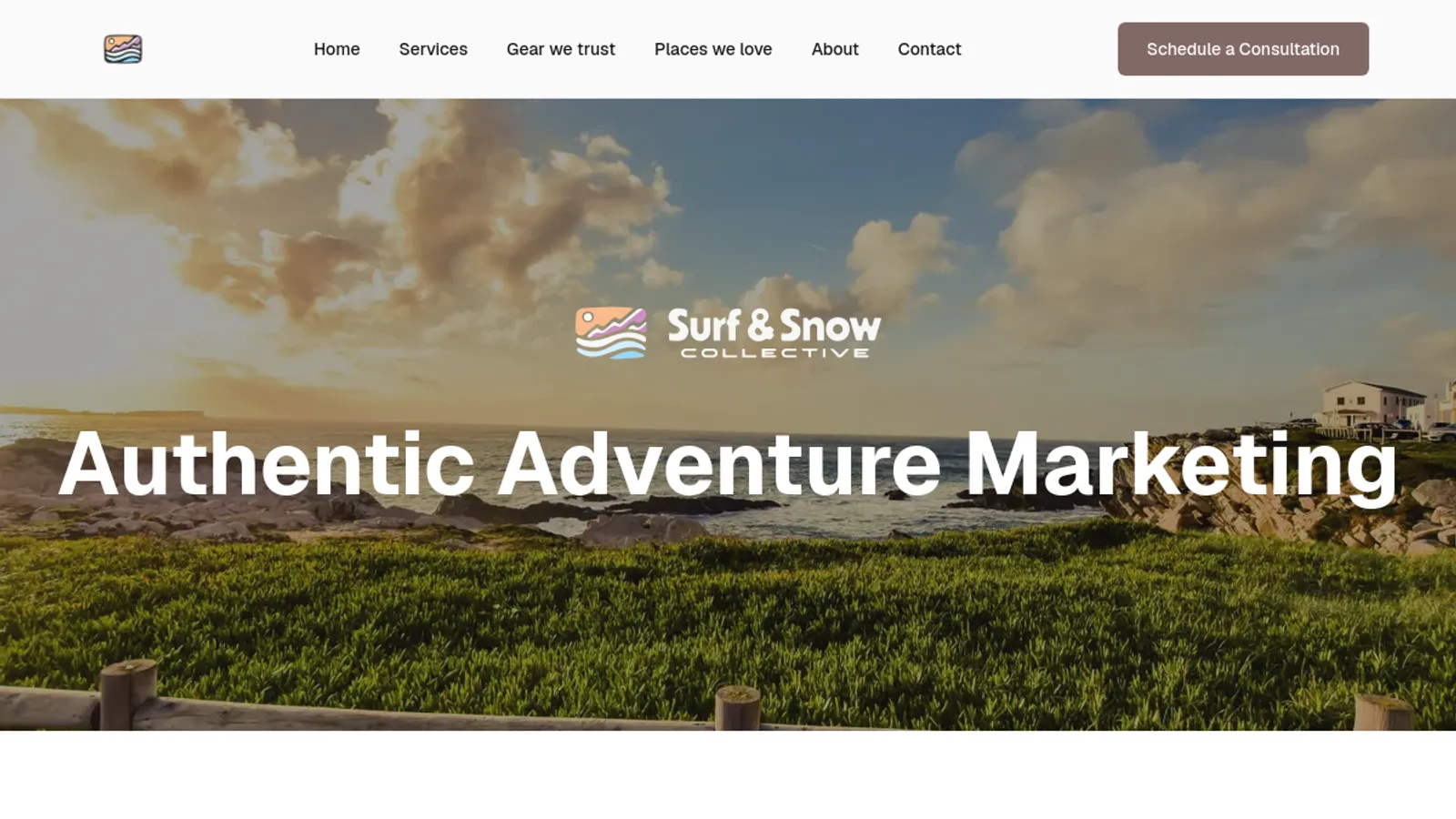 Screenshot of the Surf and Snow Collective homepage
