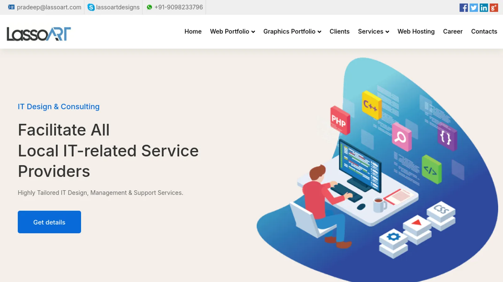 Screenshot of the LassoART Designs homepage