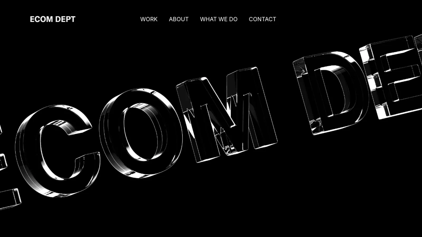 Screenshot of the ECOM DEPARTMENT homepage