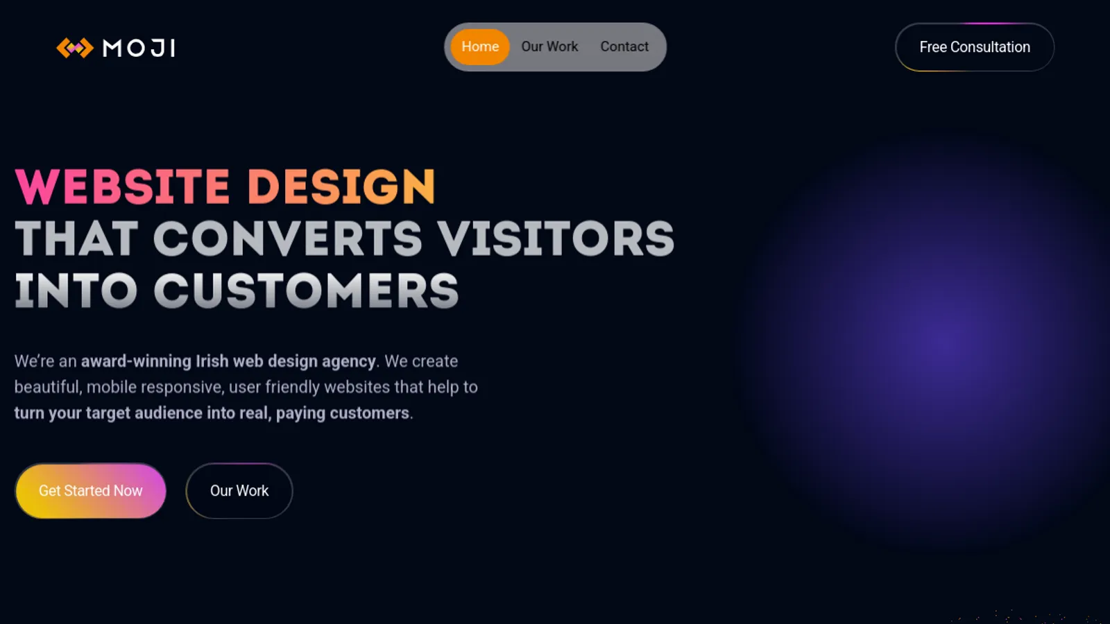 Screenshot of the Moji homepage