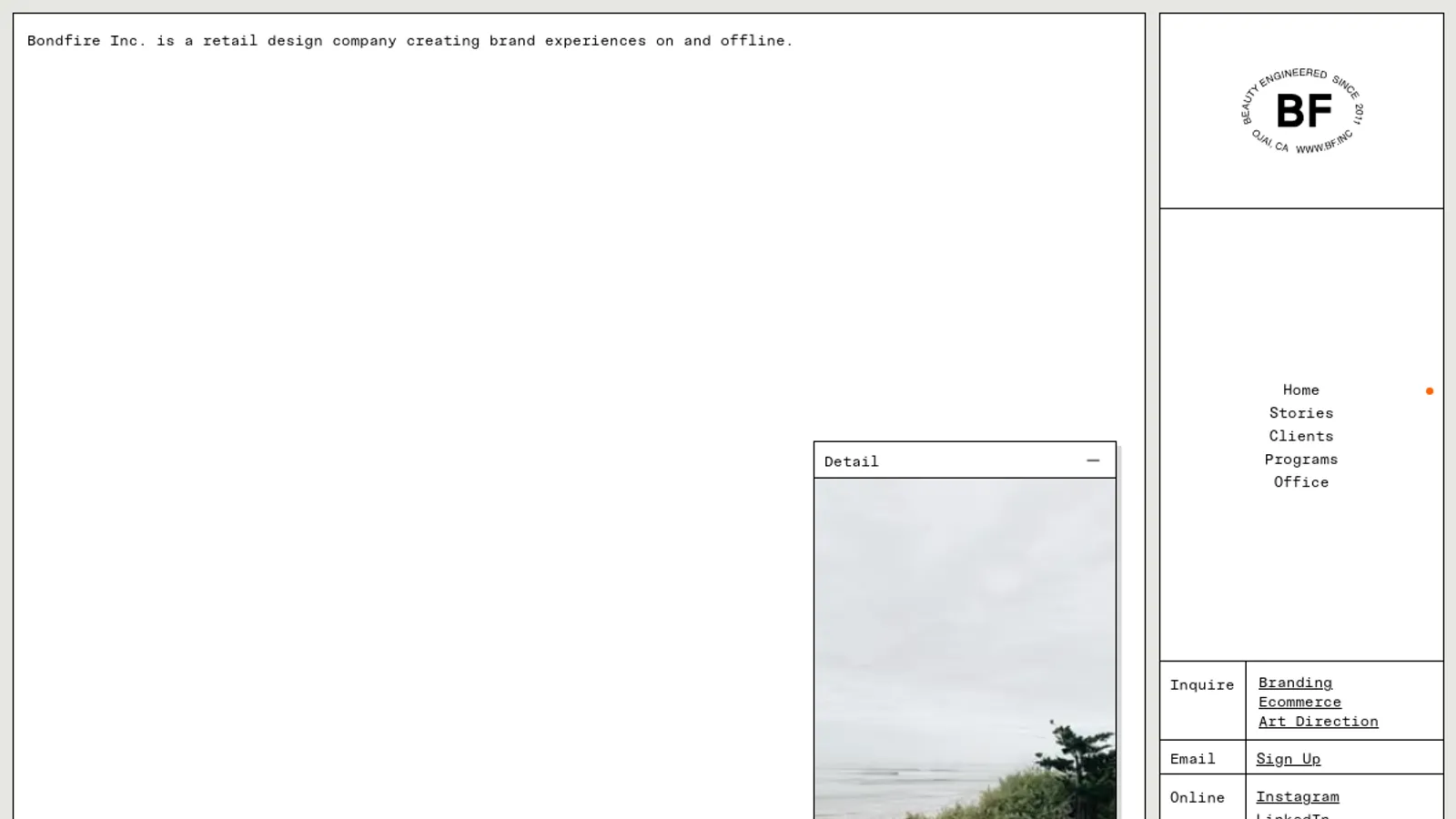 Screenshot of the Bondfire Inc. homepage