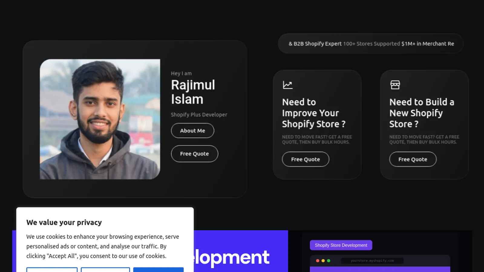 Screenshot of the Rajimul I. homepage