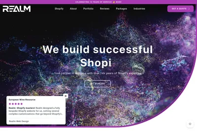 Screenshot of the Realm homepage