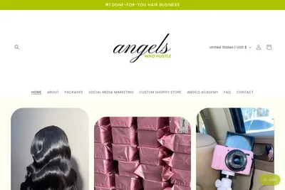 Screenshot of the Angelswhohustle homepage