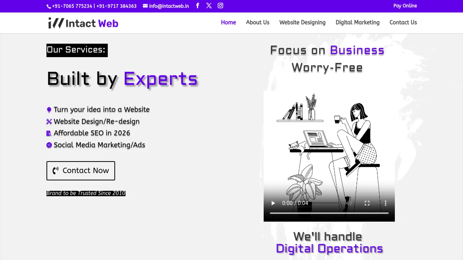 Screenshot of the Intact Web homepage