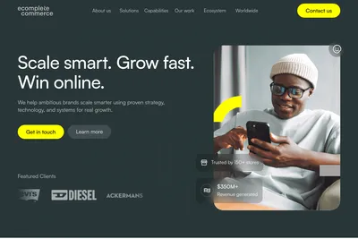 Screenshot of the Ecomplete Commerce homepage