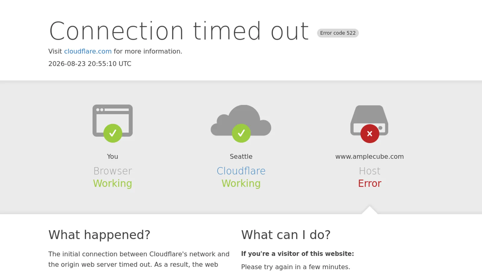 Screenshot of the AmpleCube homepage