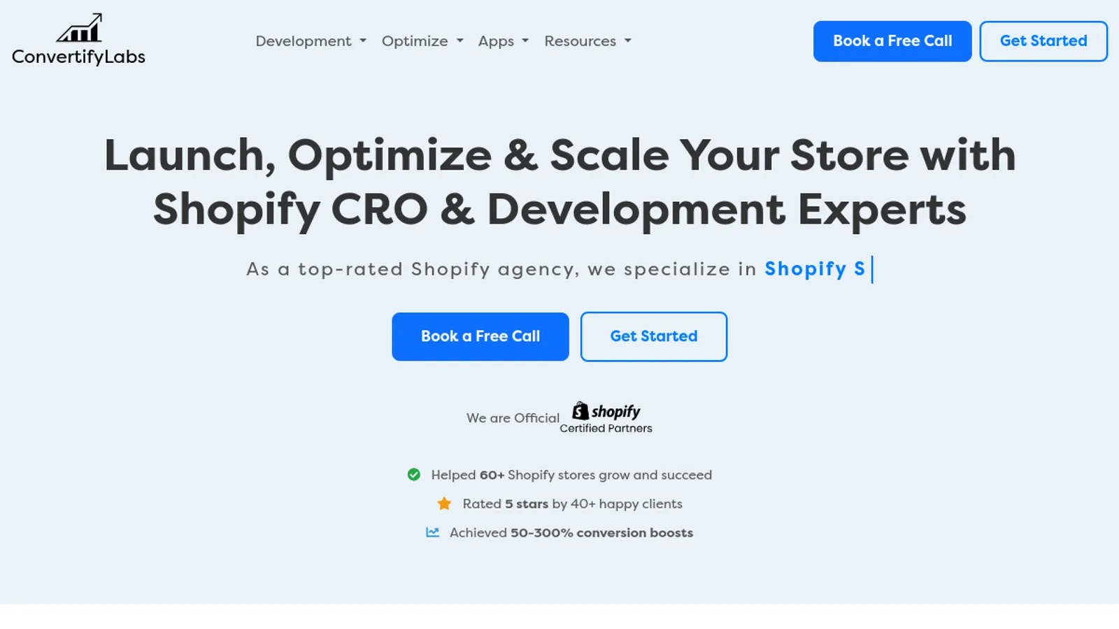 Screenshot of the ConvertifyLabs homepage