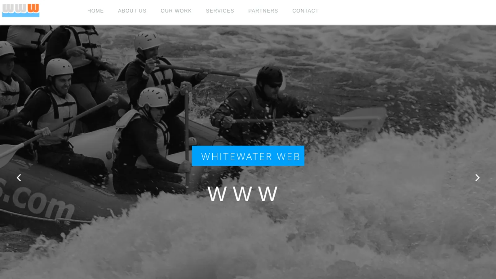Screenshot of the WhiteWater Web homepage
