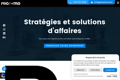 Screenshot of the Prosomo homepage