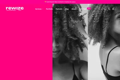 Screenshot of the re-wize homepage