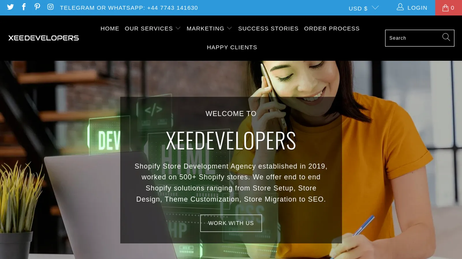 Screenshot of the XeeDevelopers homepage