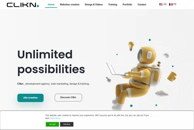 Screenshot of the CLIKN homepage