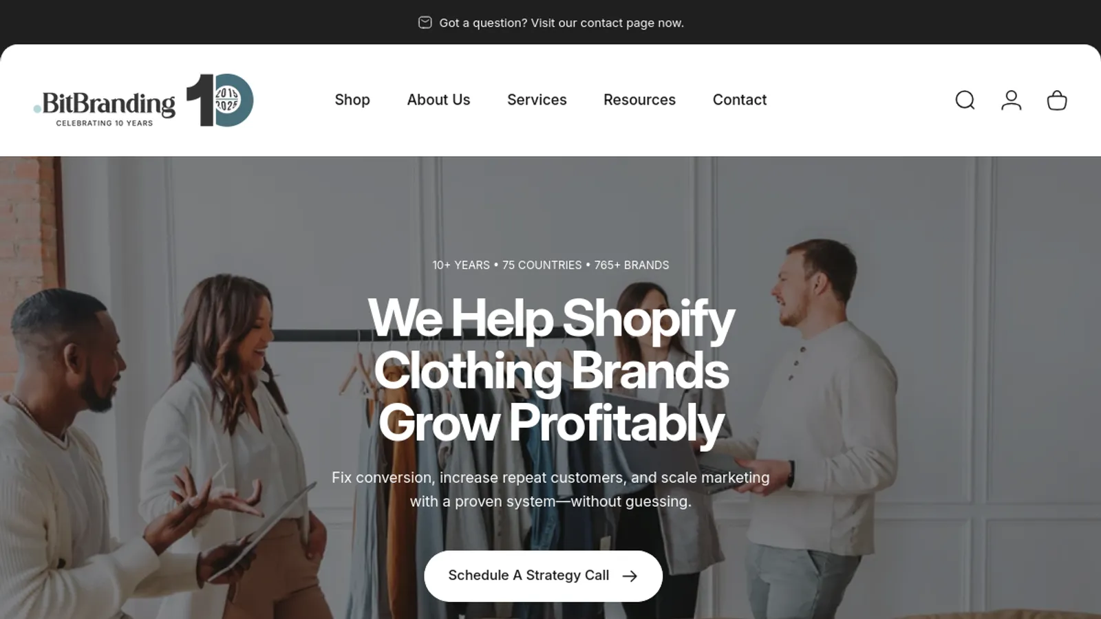 Screenshot of the BitBranding homepage