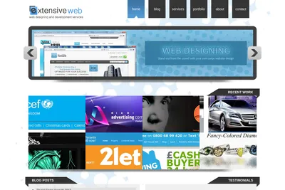 Screenshot of the Extensive Web homepage