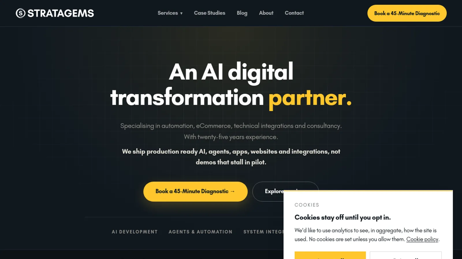 Screenshot of the Digital Stratagems Limited homepage
