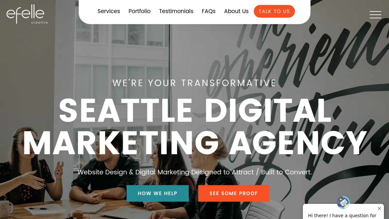 Screenshot of the efelle creative homepage