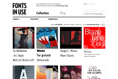 Screenshot of the Fonts In Use homepage