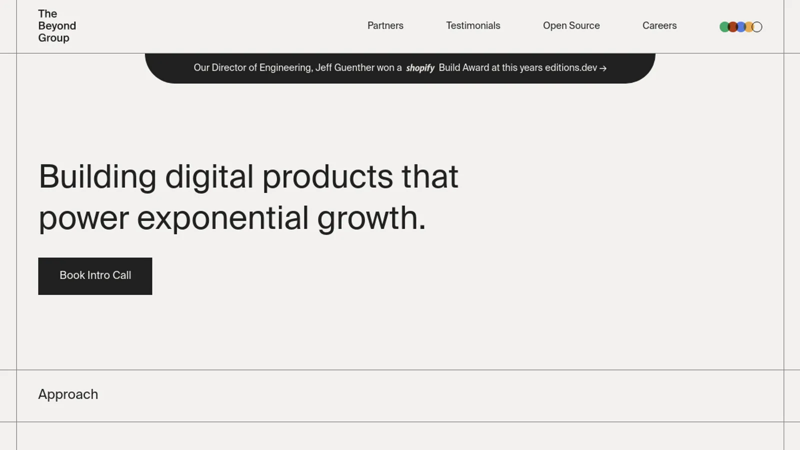 Screenshot of the The Beyond Group homepage