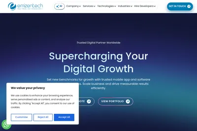 Screenshot of the Emizen Tech Pvt. Ltd. homepage
