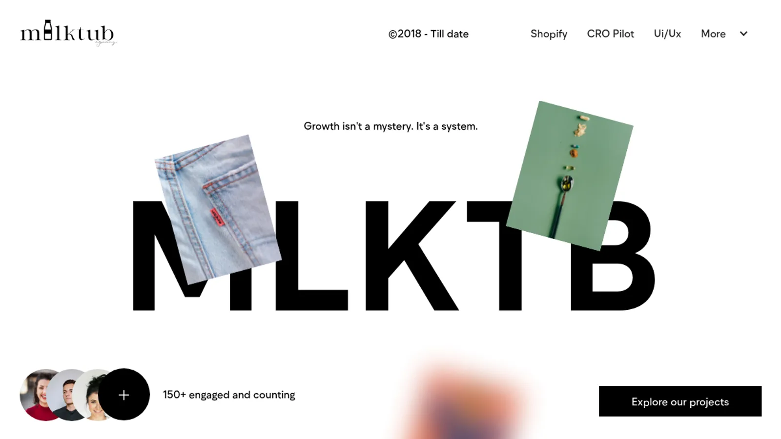 Screenshot of the Milktub Agency homepage
