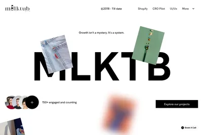 Screenshot of the Milktub Agency homepage
