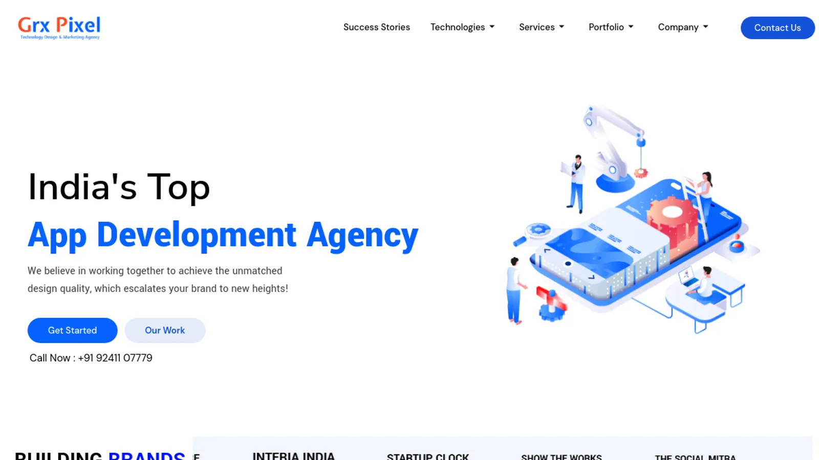 Screenshot of the Grx Pixel homepage