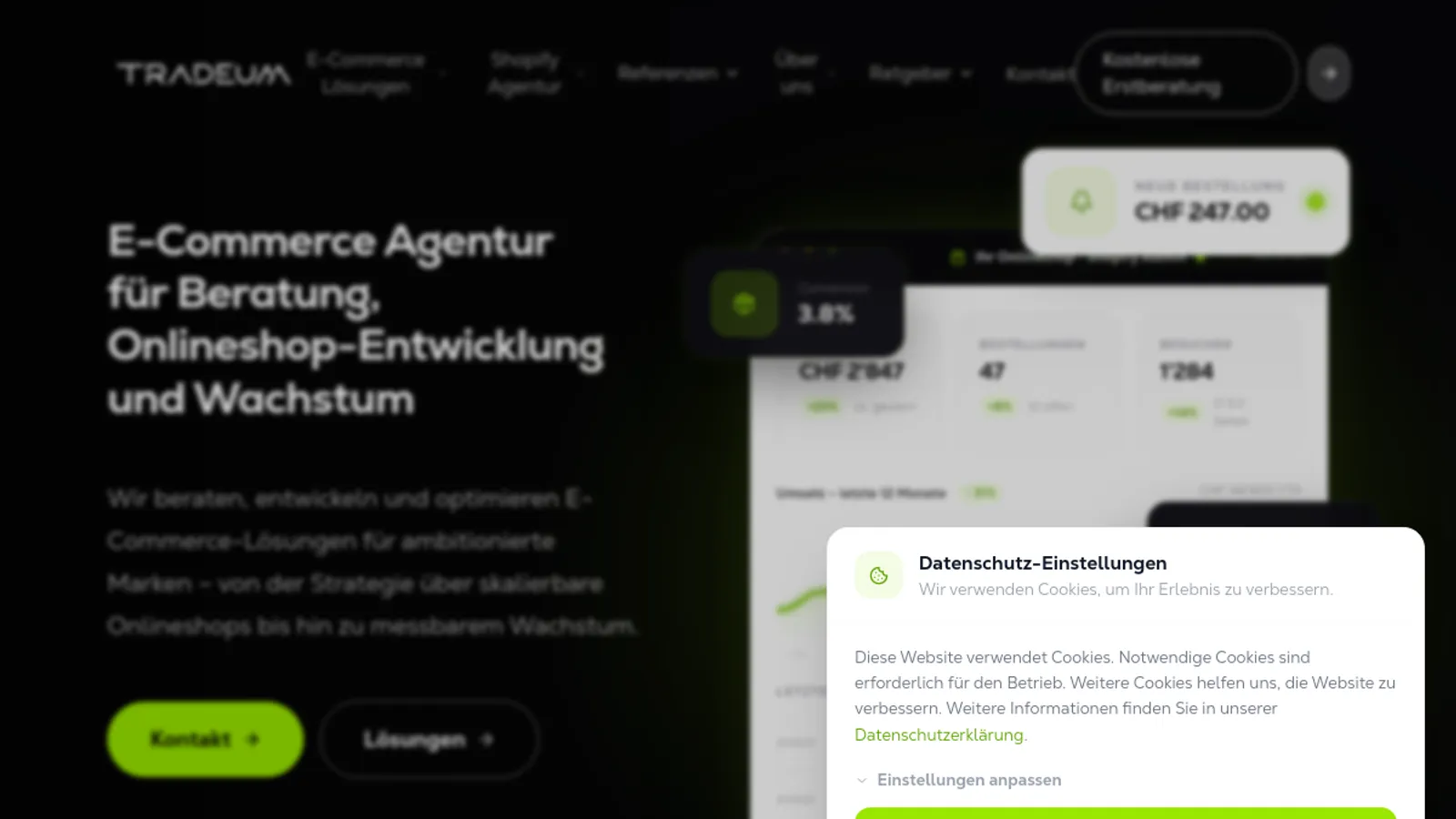 Screenshot of the Tradeum AG homepage