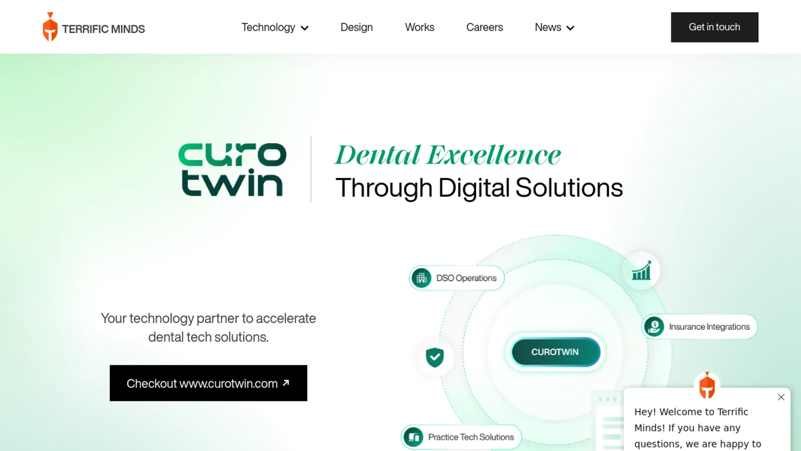 Screenshot of the Terrific Minds homepage