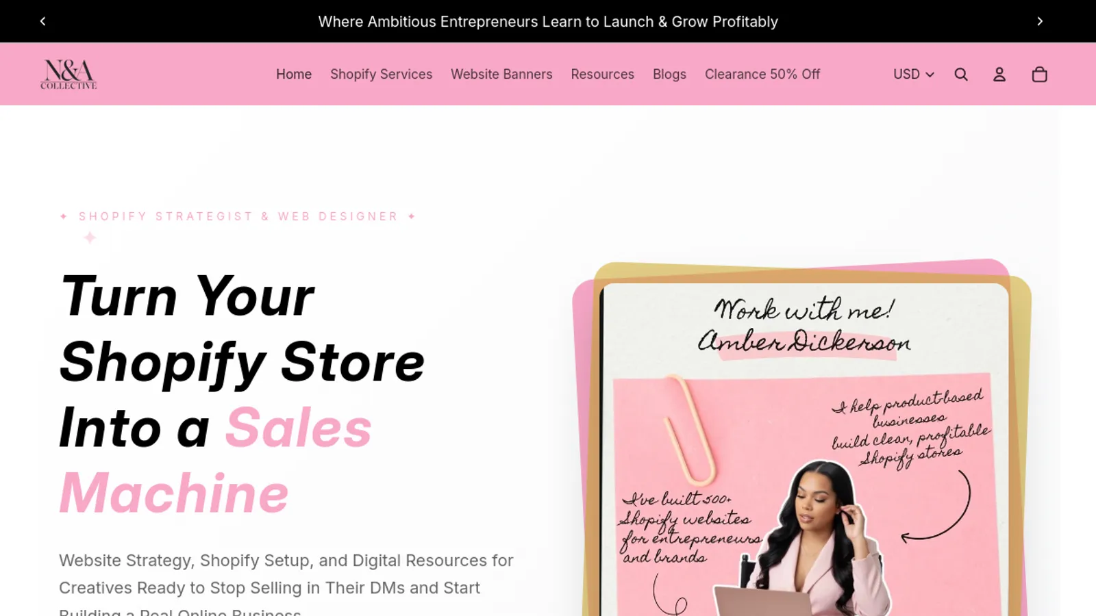 Screenshot of the N&A Collective homepage