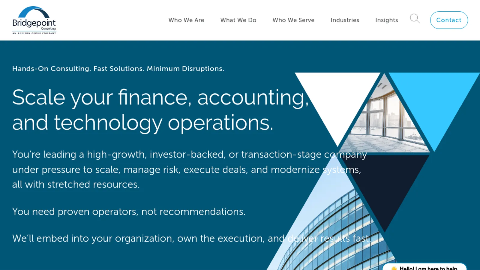 Screenshot of the Bridgepoint Consulting homepage