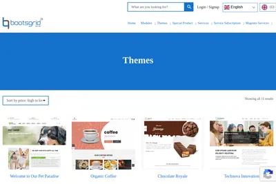 Screenshot of the Bootsgrid homepage