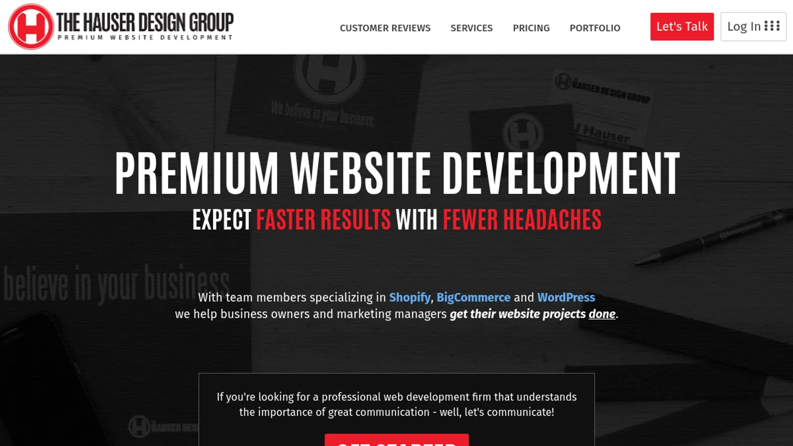 Screenshot of the The Hauser Design Group homepage