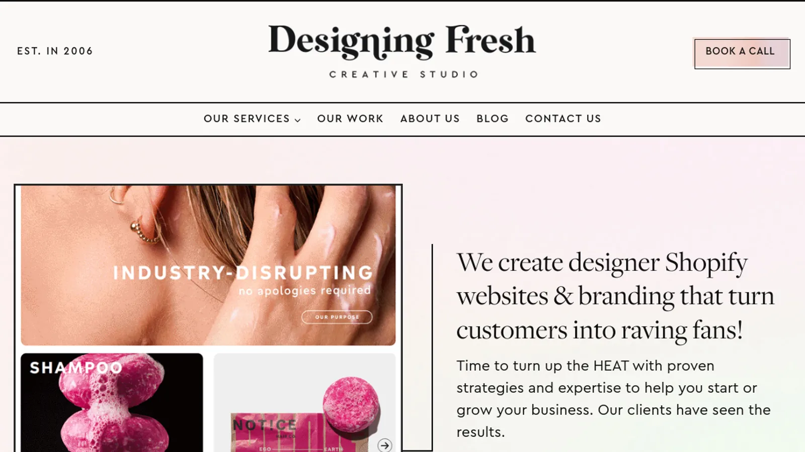 Screenshot of the Designing Fresh homepage