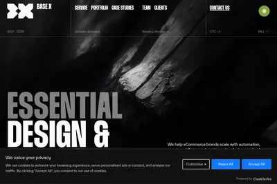 Screenshot of the Base X Tech homepage