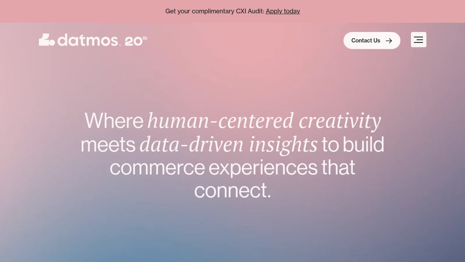 Screenshot of the Datmos homepage