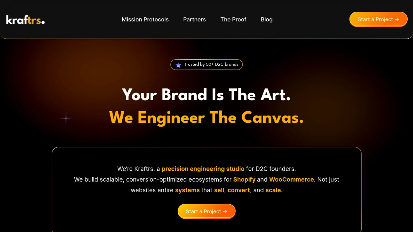 Screenshot of the Kraftrs homepage