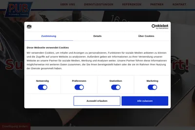 Screenshot of the P.UB E-Commerce Consulting homepage