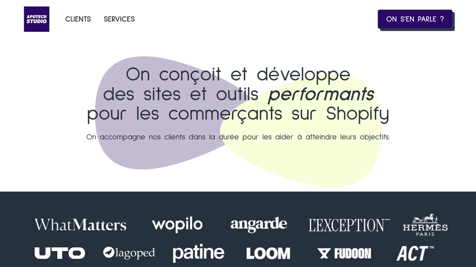 Screenshot of the Apotech Studio homepage