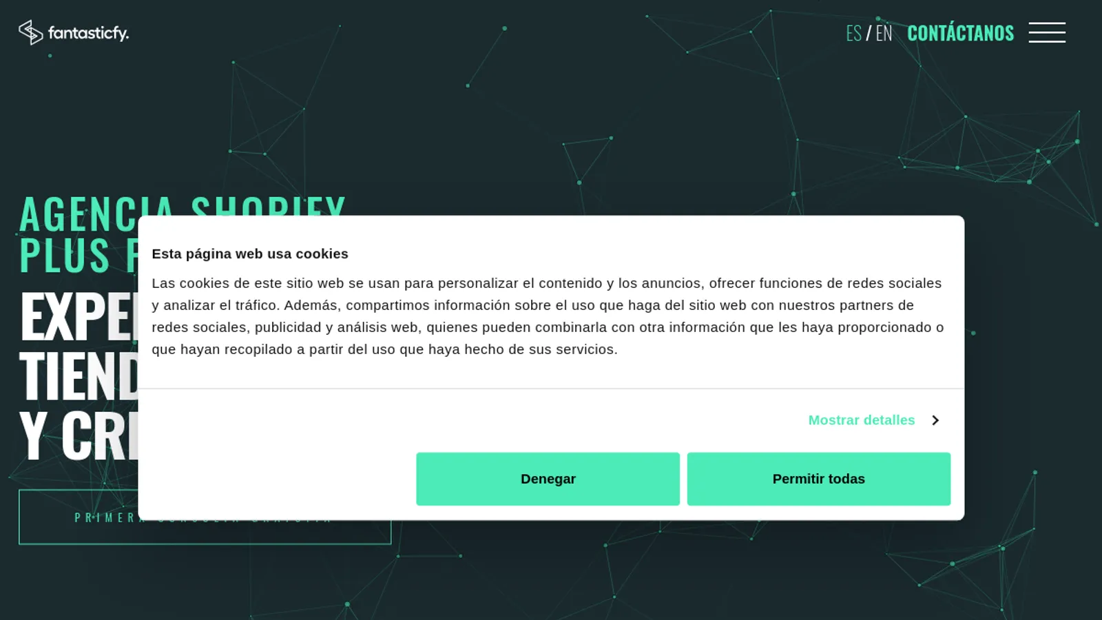 Screenshot of the Fantasticfy homepage