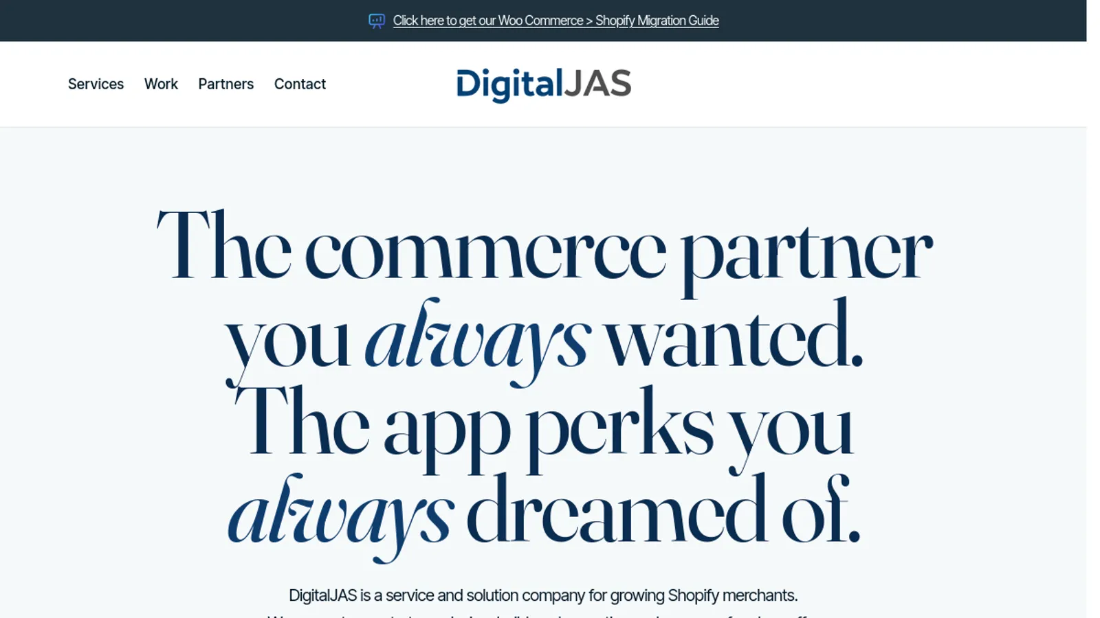 Screenshot of the DigitalJAS Inc. homepage