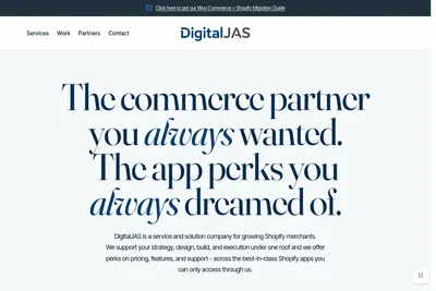 Screenshot of the DigitalJAS Inc. homepage