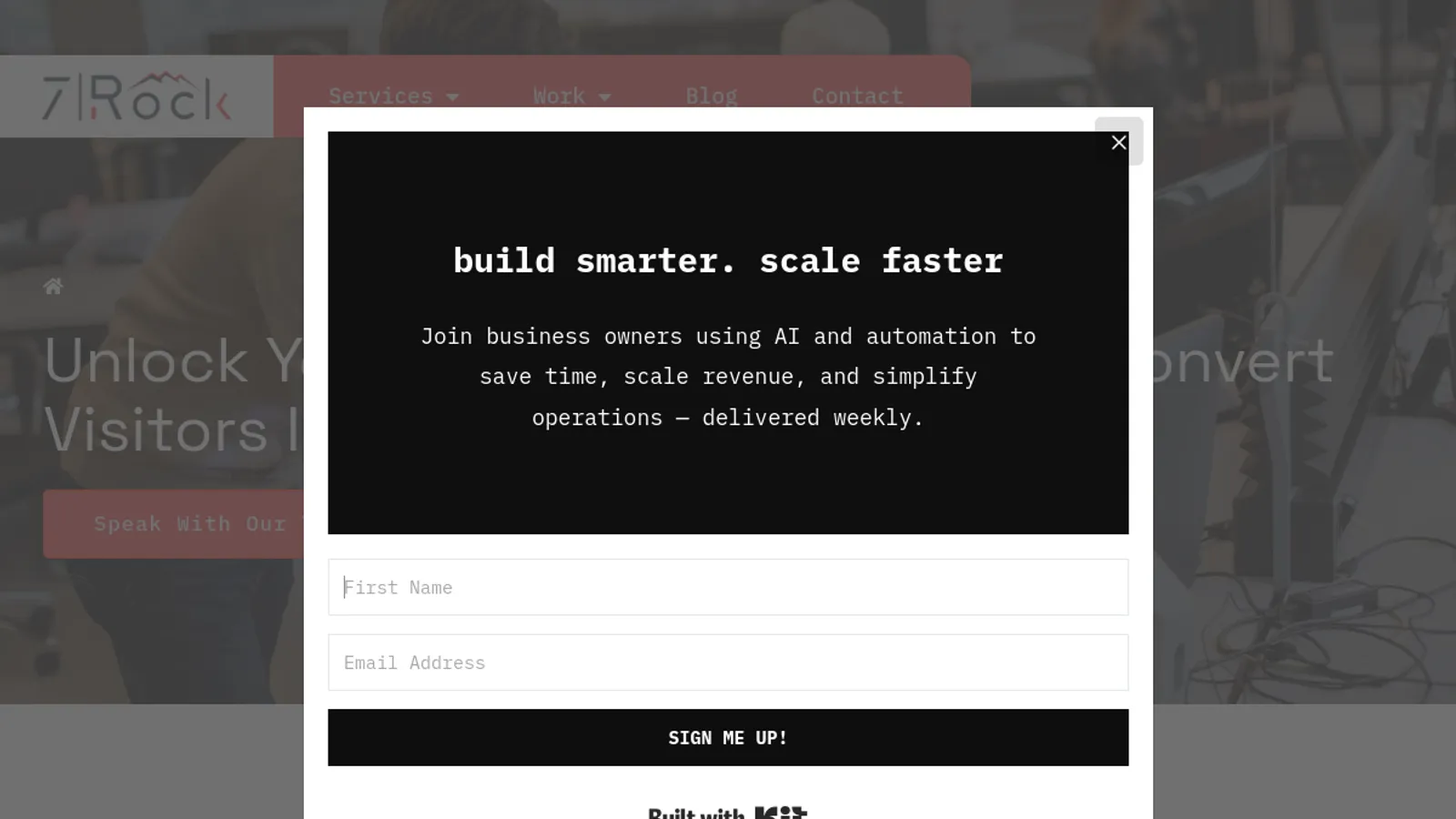 Screenshot of the 7Rock Marketing homepage