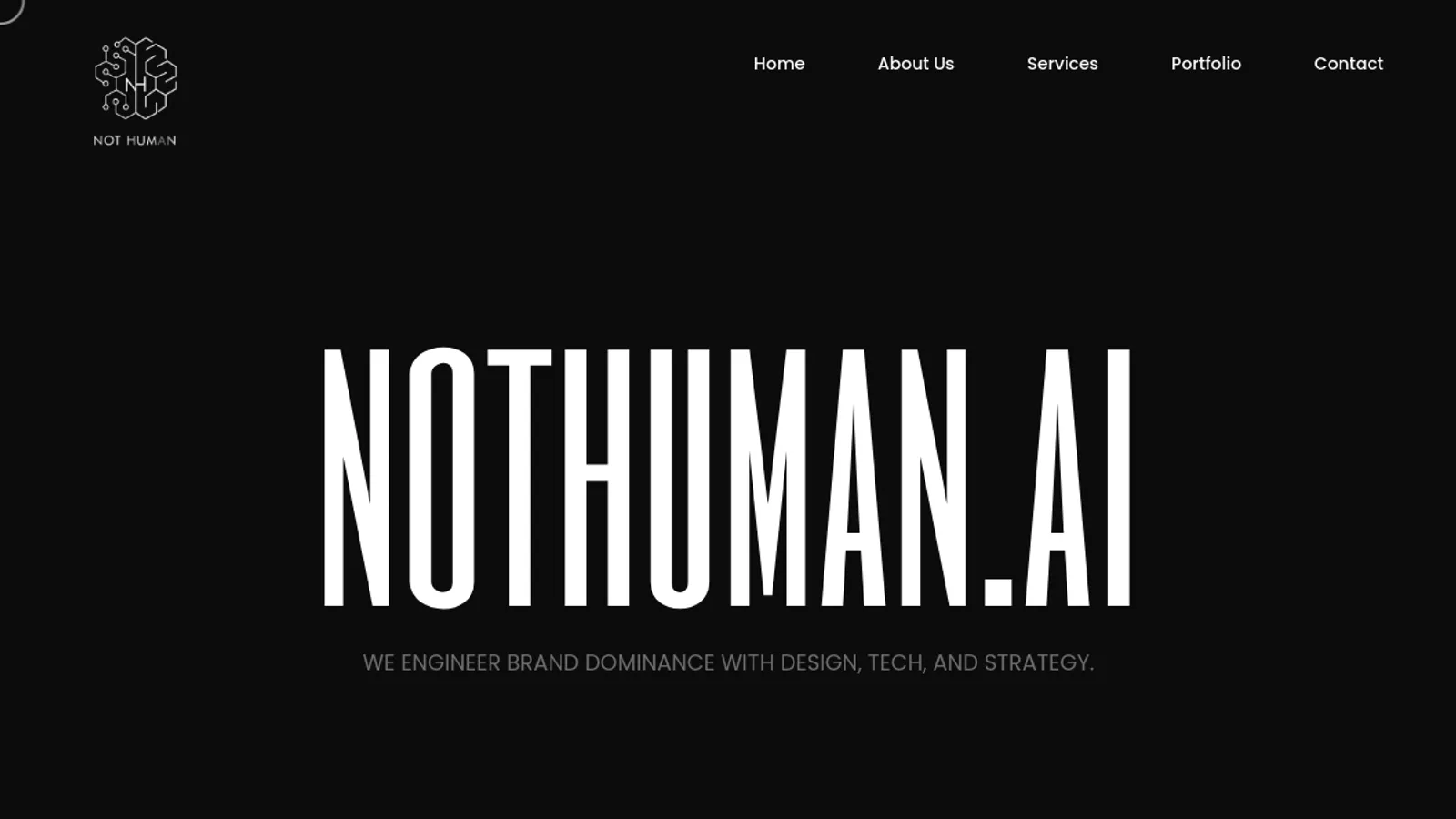 Screenshot of the NotHuman.AI LLP homepage