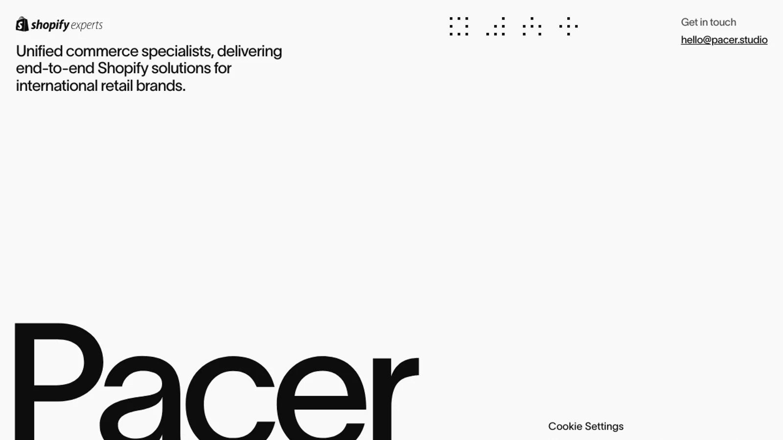 Screenshot of the Pacer Studio homepage