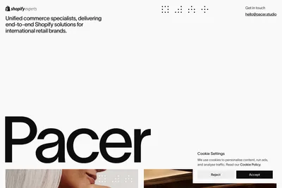 Screenshot of the Pacer Studio homepage